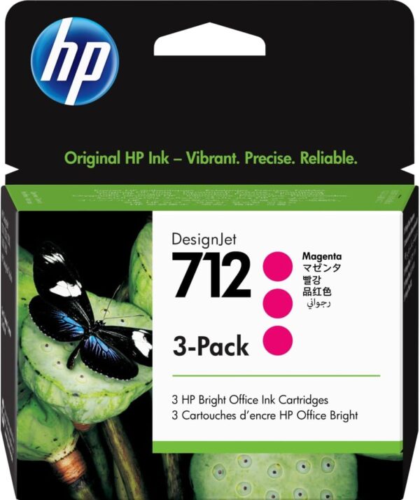 Pack de 3 cartouches d&rsquo;encre DesignJet HP 712, magenta, 29 ml (3ED78A)