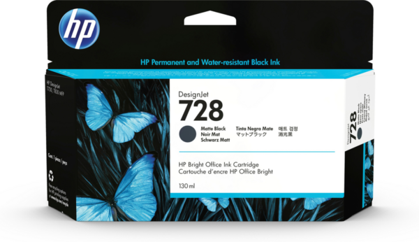 HP 728 130-ml Matte Black DesignJet Ink Cartridge(3WX25A)