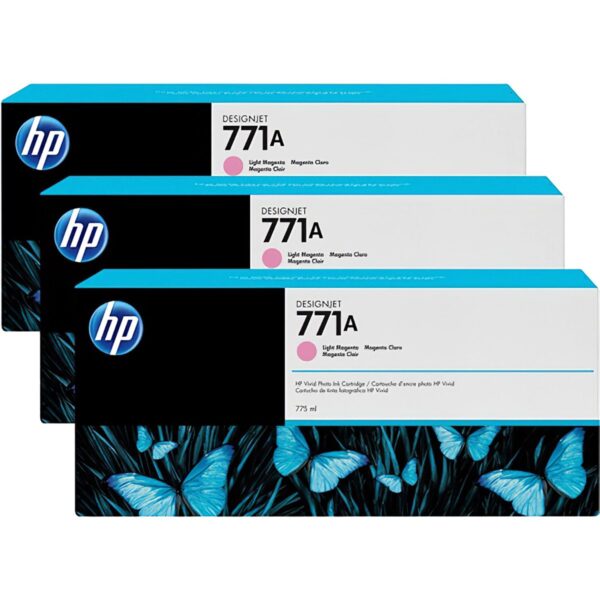 HP 771A 3-pack 775-ml Light Magenta DesignJet Ink Cartridges(B6Y43A)