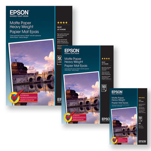 Papier photo A4 mat Epson 167 g/m2, 50 feuilles (C13S041256)