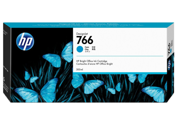 HP 766 Cartouche d&rsquo;encre DesignJet, cyan, 300 ml(P2V89A)